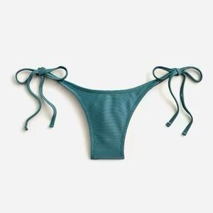 J Crew Medium Green Ribbed Curved Waist Cheeky String Bikini Bottom NWT